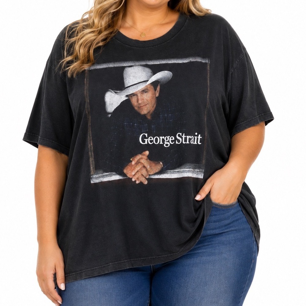 Vintage Tultex George Strait Country Music Festival Graphic T-Shirt Black 2XL